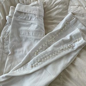 Zara White Pearl Denim Pants